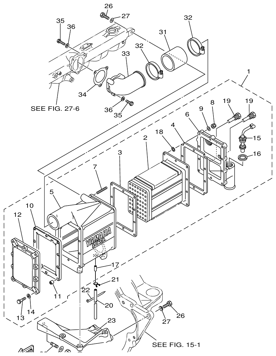 Yamaha ME422STIP2 (N601)STIP1(N611) AIR COOLER parts diagram